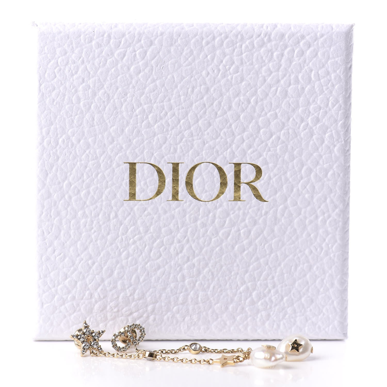 Christian Dior Pearl Crystal Shiny-D Dangle Chain Earrings Gold 5 of 5