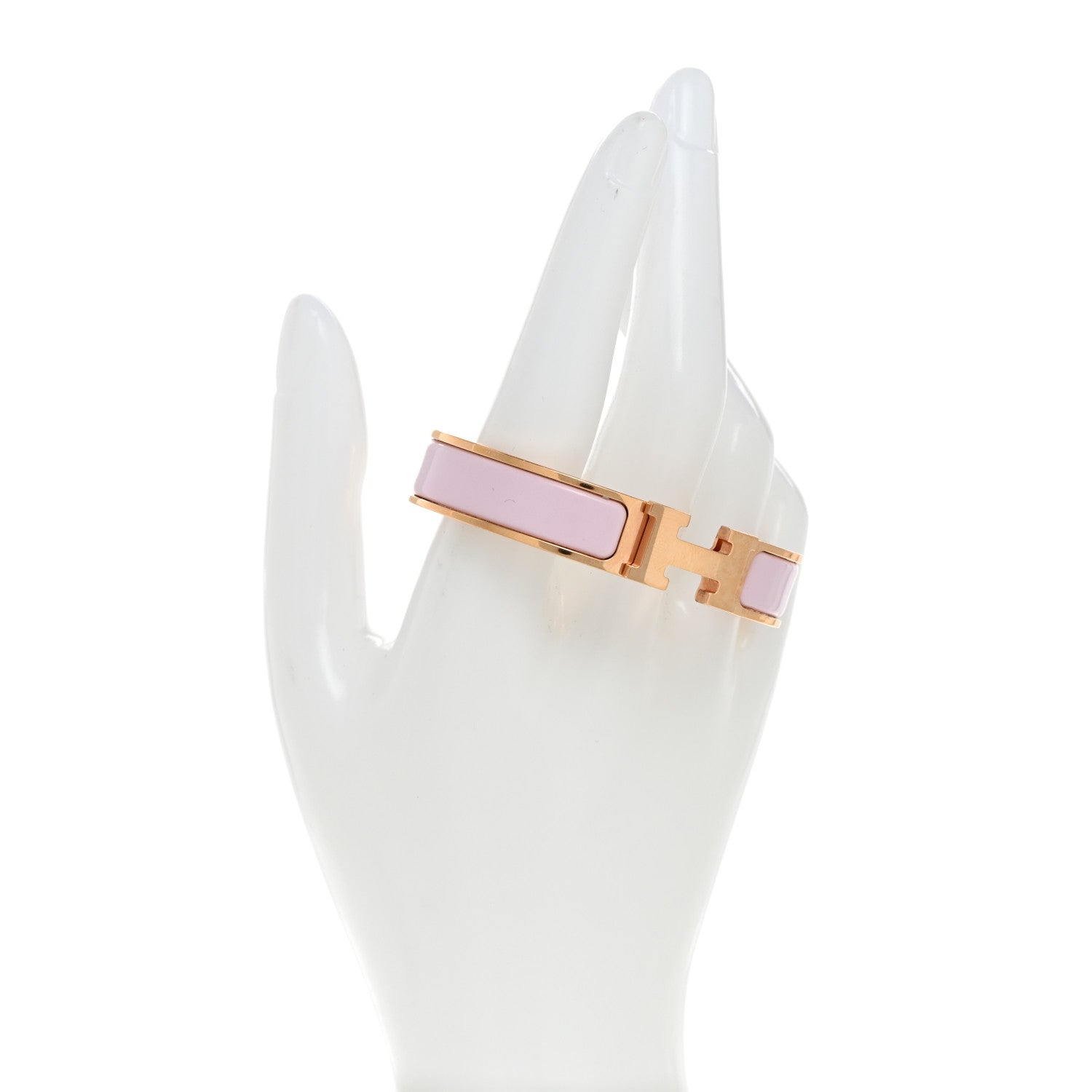 Hermes Enamel Narrow Clic Clac H Bracelet PM Rose Candeur 2 of 5