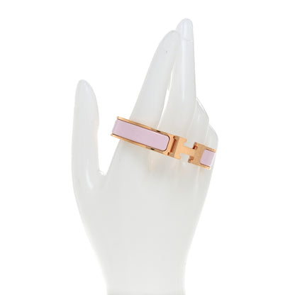 Hermes Enamel Narrow Clic Clac H Bracelet PM Rose Candeur 2 of 5