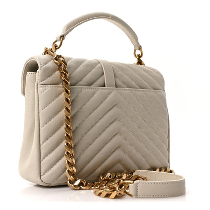 Saint Laurent Sheepskin Matelasse Chevron Monogram Medium College Bag Crema Soft 2 of 9