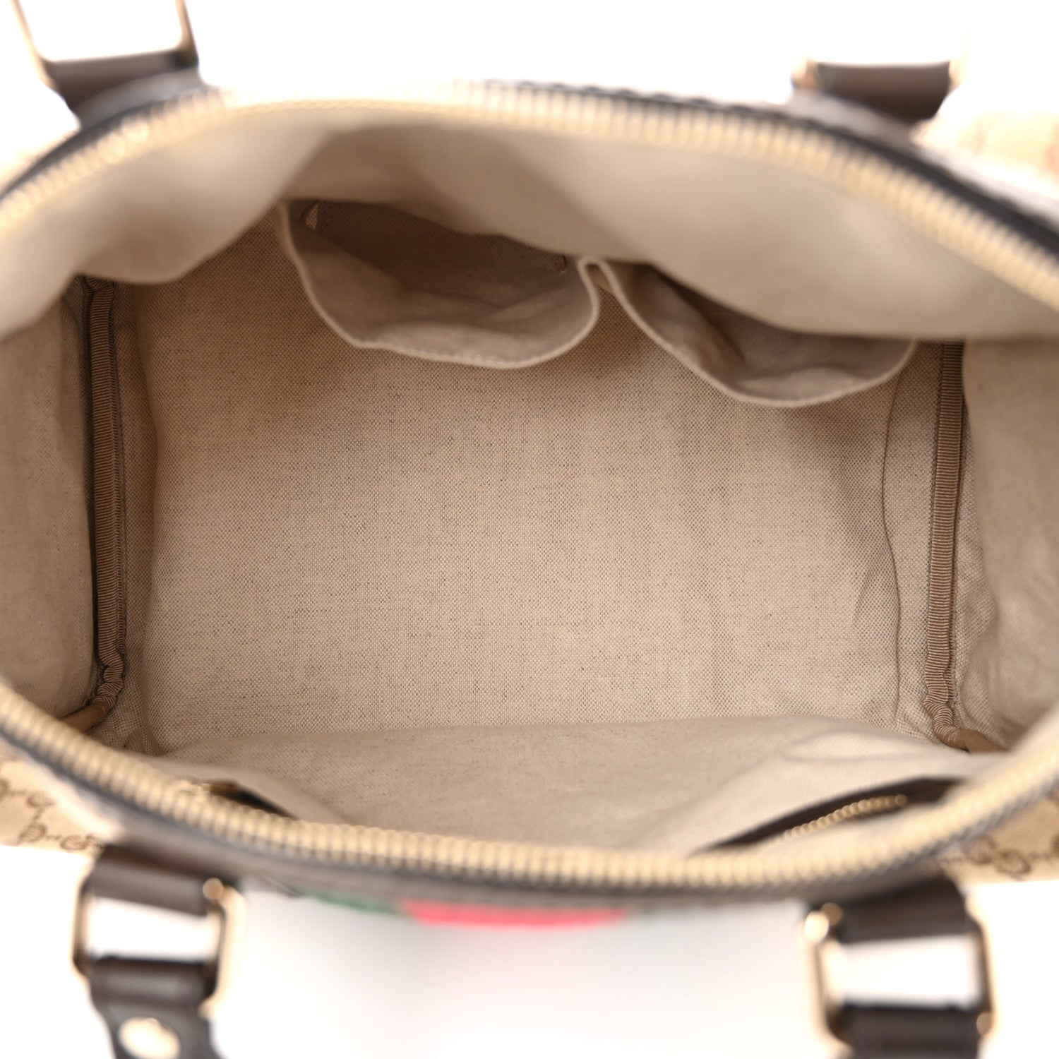 Gucci Monogram Selleria Calfskin Vintage Web Medium Boston Beige Ebony Cocoa 5 of 10