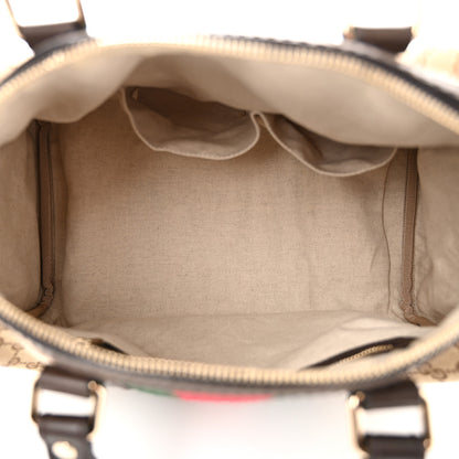 Gucci Monogram Selleria Calfskin Vintage Web Medium Boston Beige Ebony Cocoa 5 of 10