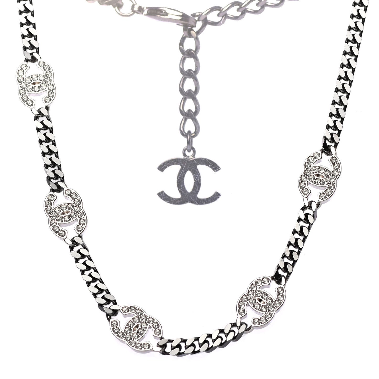 Ruthenium Crystal Chain CC Choker Silver