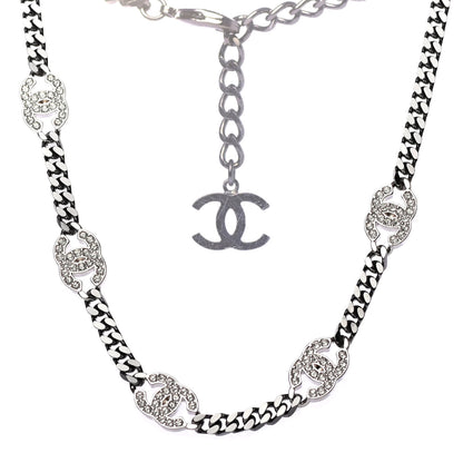 Chanel Ruthenium Crystal Chain CC Choker Silver 1 of 4