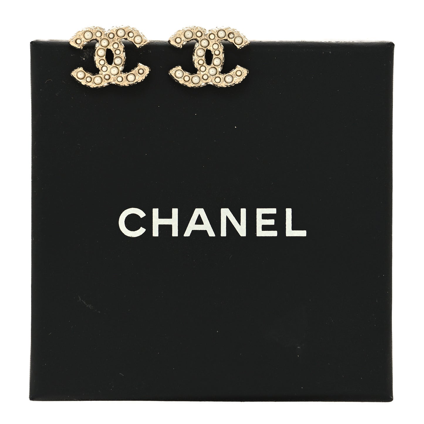 Metal Graduated Pearl Crystal CC Earrings Light Gold