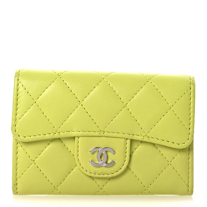 Chanel Lambskin Quilted Flap Card Holder Wallet Yellow 1 of 11