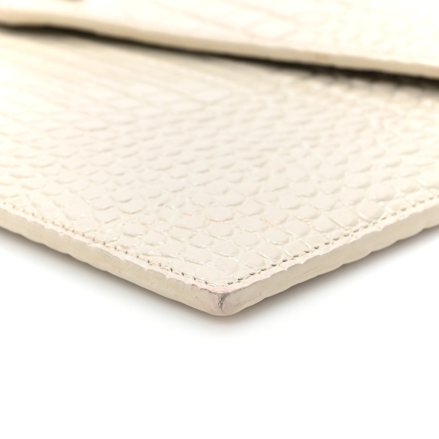 Calfskin Crocodile Embossed Uptown Monogram Clutch Porcellana