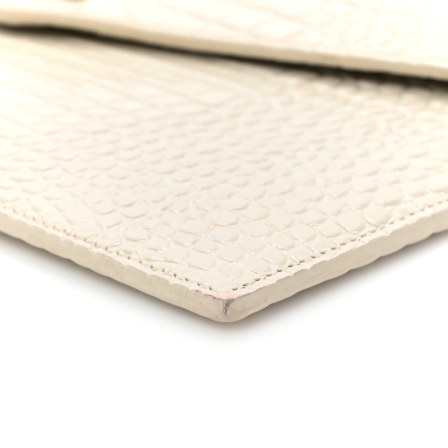 Saint Laurent Calfskin Crocodile Embossed Uptown Monogram Clutch Porcellana 9 of 14