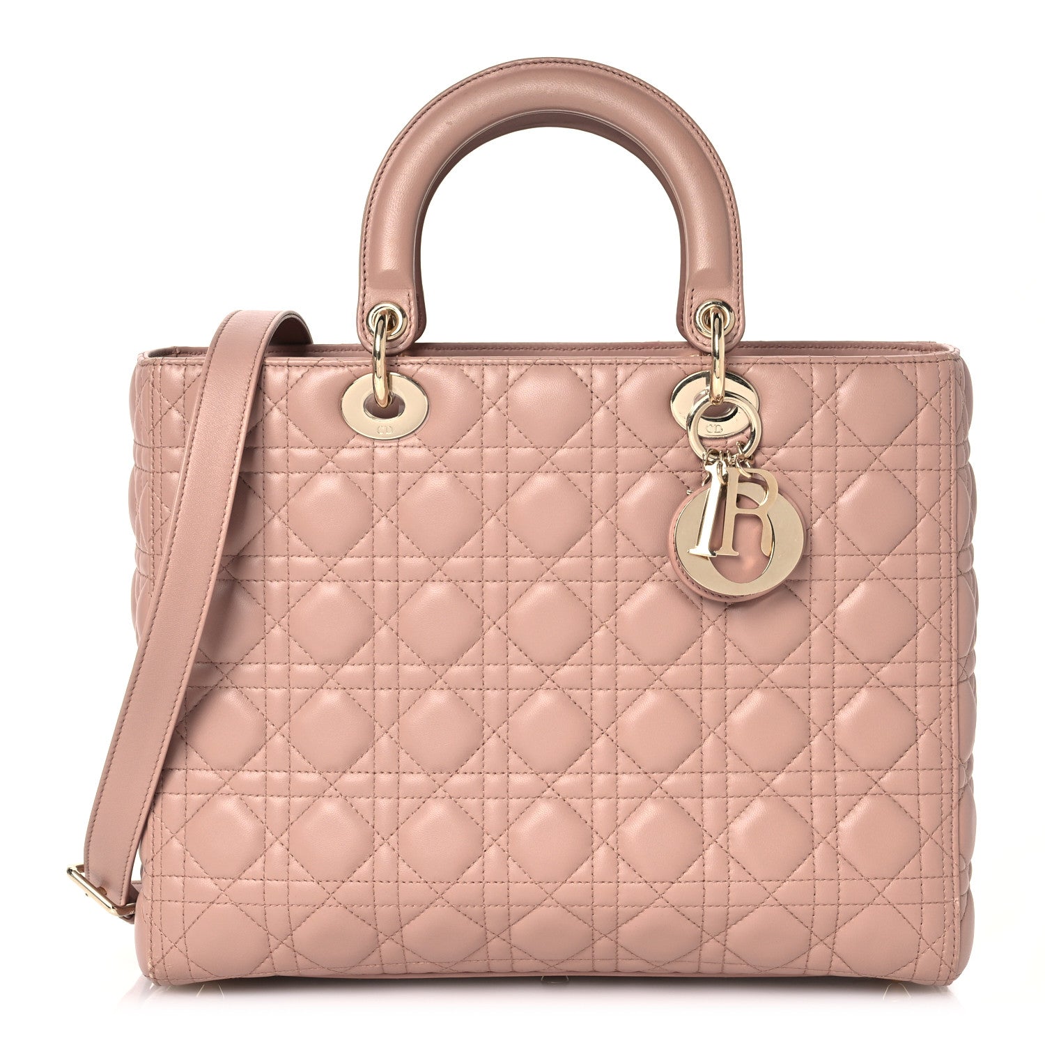 Christian Dior Lambskin Cannage Large Lady Dior Beige 1 of 17