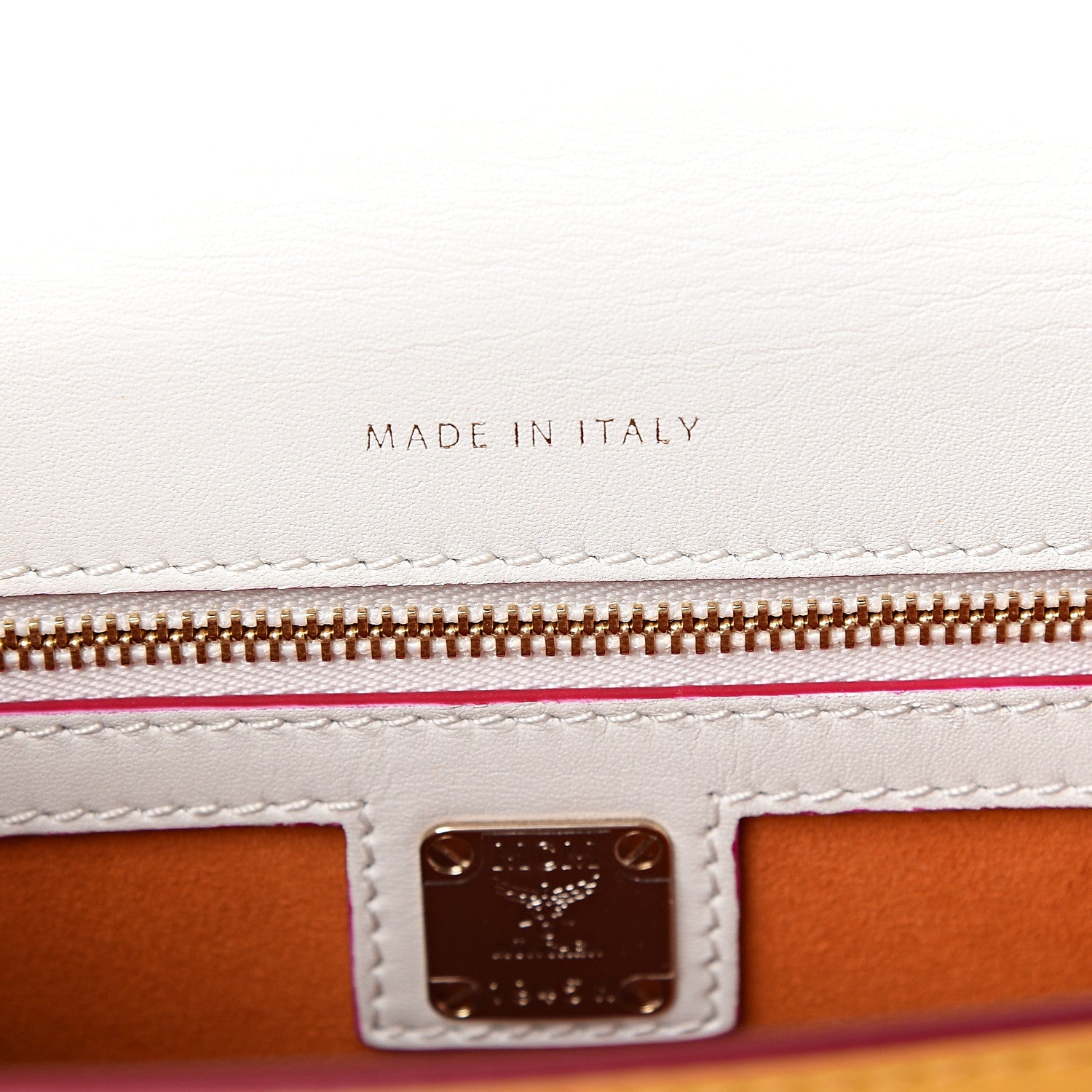 MCM Visetos Small Patricia Satchel Cognac White 6 of 9