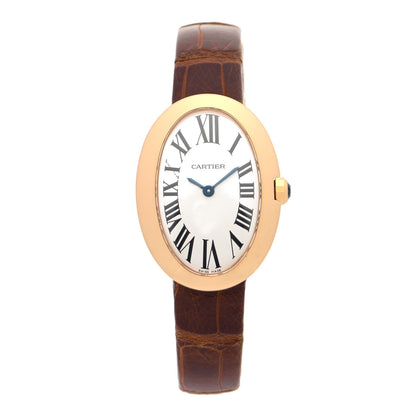Cartier 18K Pink Gold Alligator 24mm Baignoire Quartz Watch Brown 1 of 5