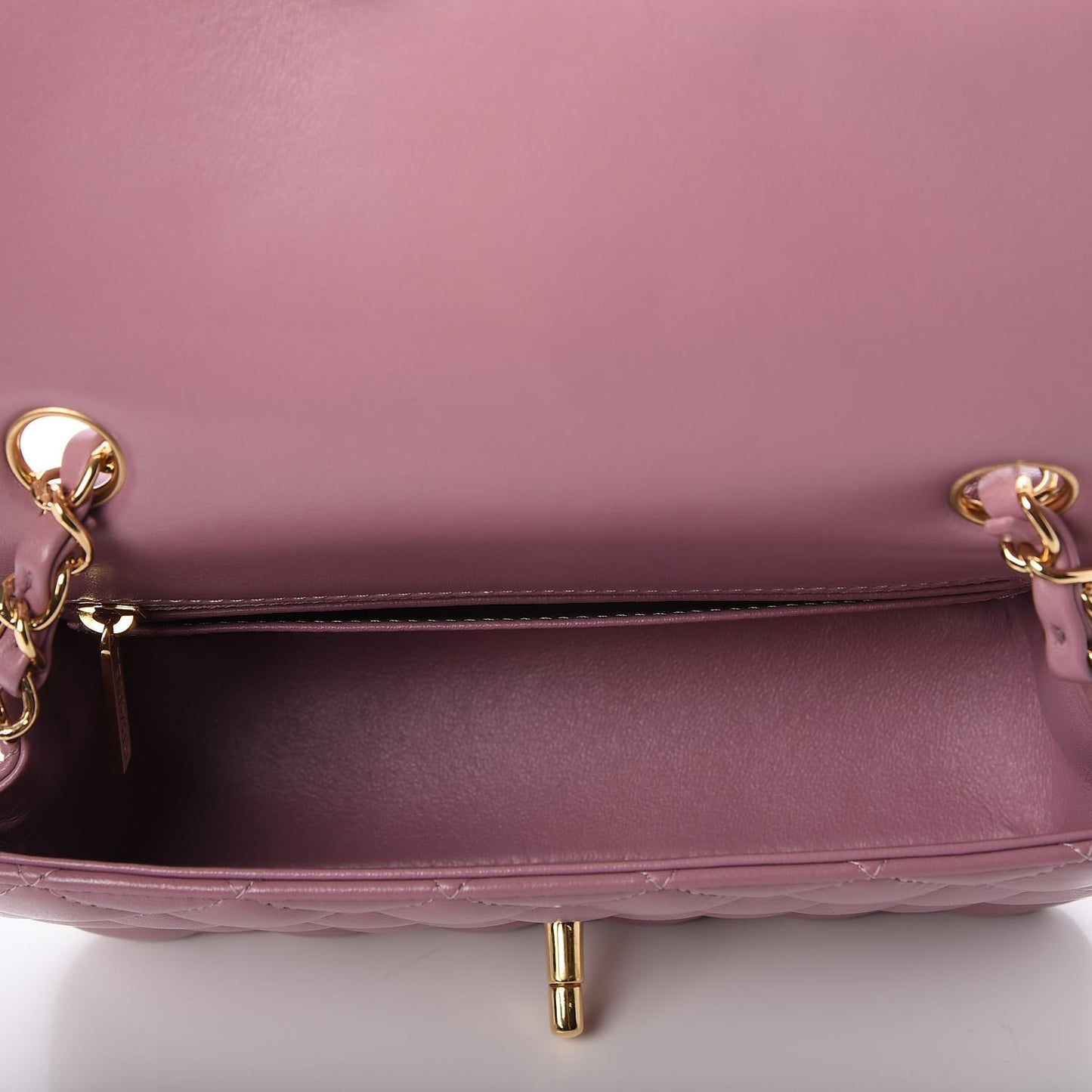 Lambskin Quilted Mini Rectangular Flap Pink