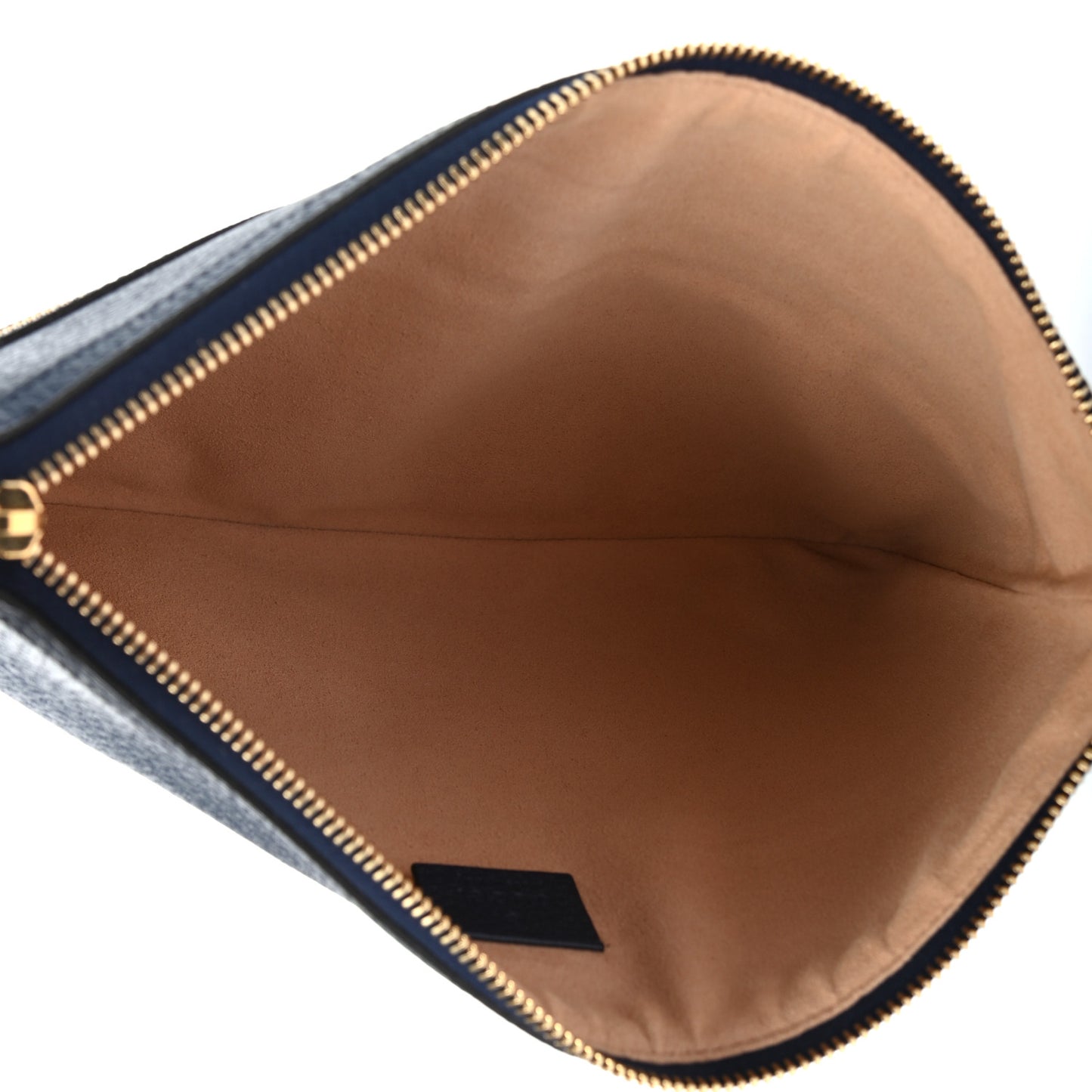 Textured Calfskin Large Ophidia Pouch Clutch Blue Agata
