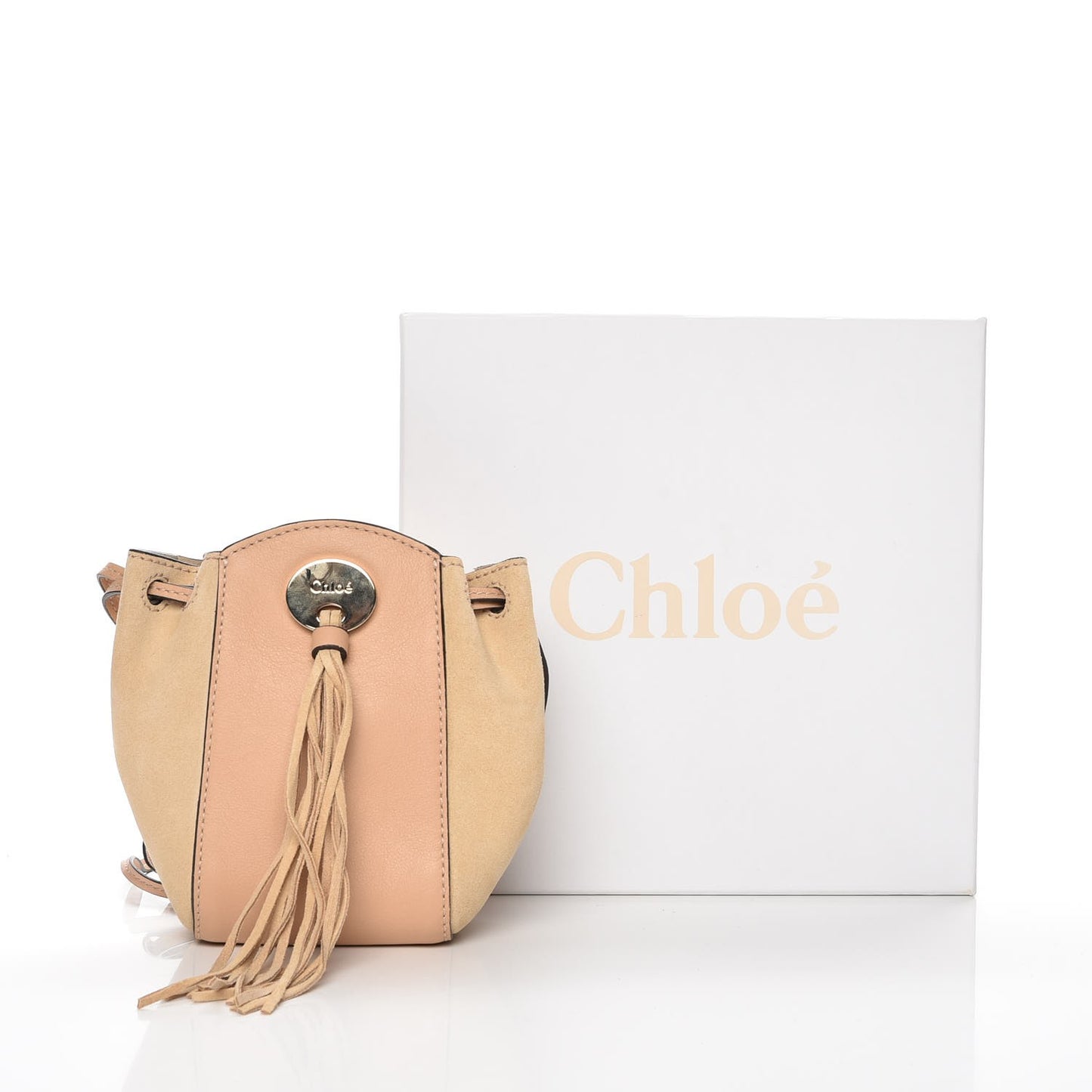 Suede Calfskin Mini Sac Drawstring Blush Nude
