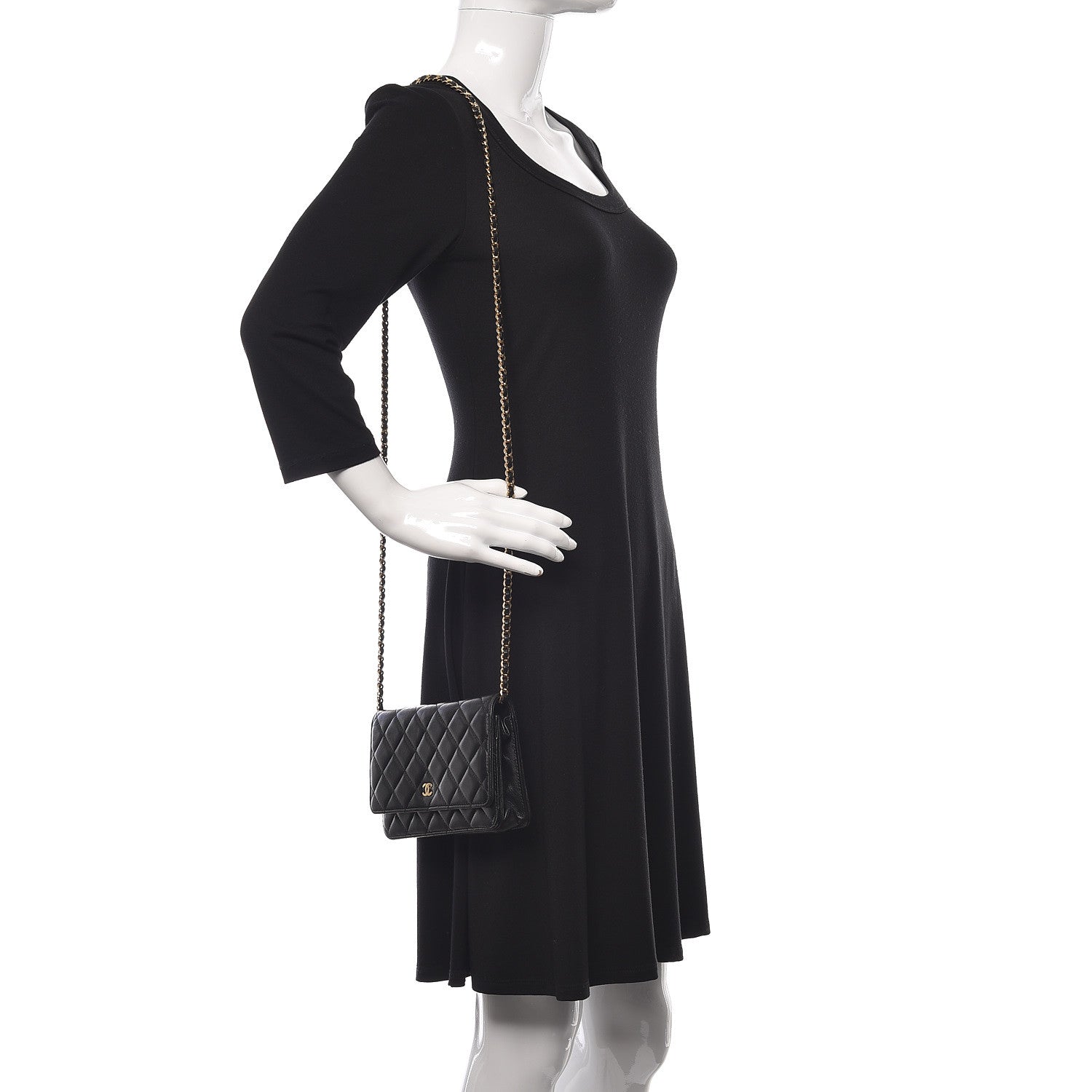 Chanel Lambskin Quilted Wallet On Chain WOC Black 2 of 14