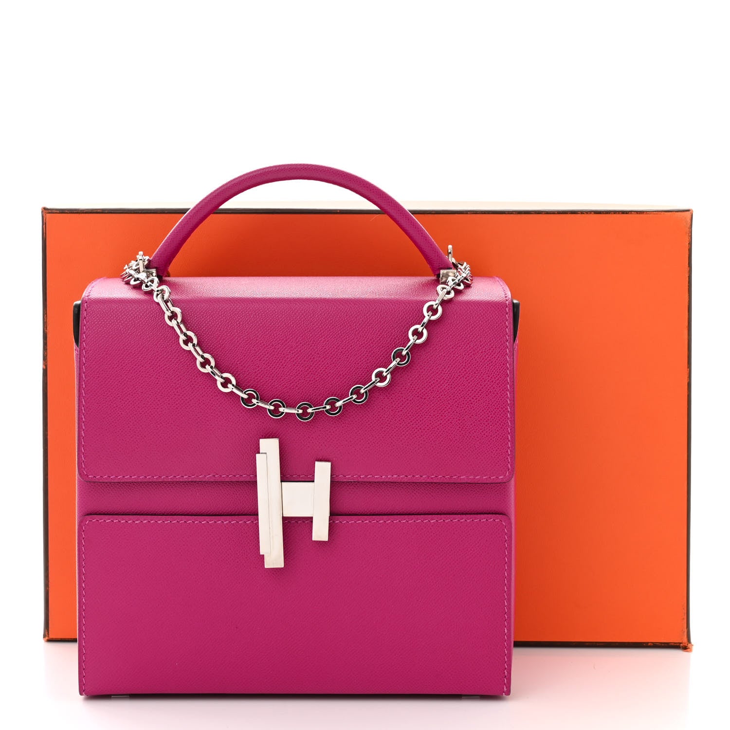 Hermes Madame Calfskin Cinhetic Boxy Top Handle Bag Rose Pourpre 10 of 10