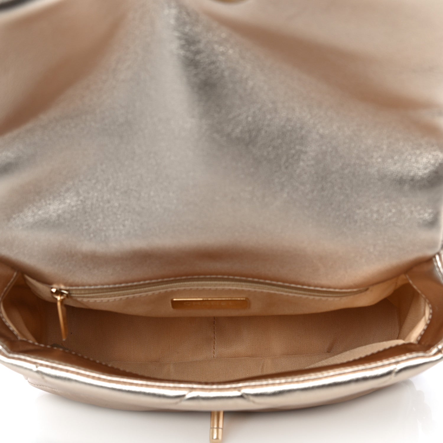 Chanel Metallic Lambskin Quilted Medium Chanel 19 Flap Gold 7 of 11