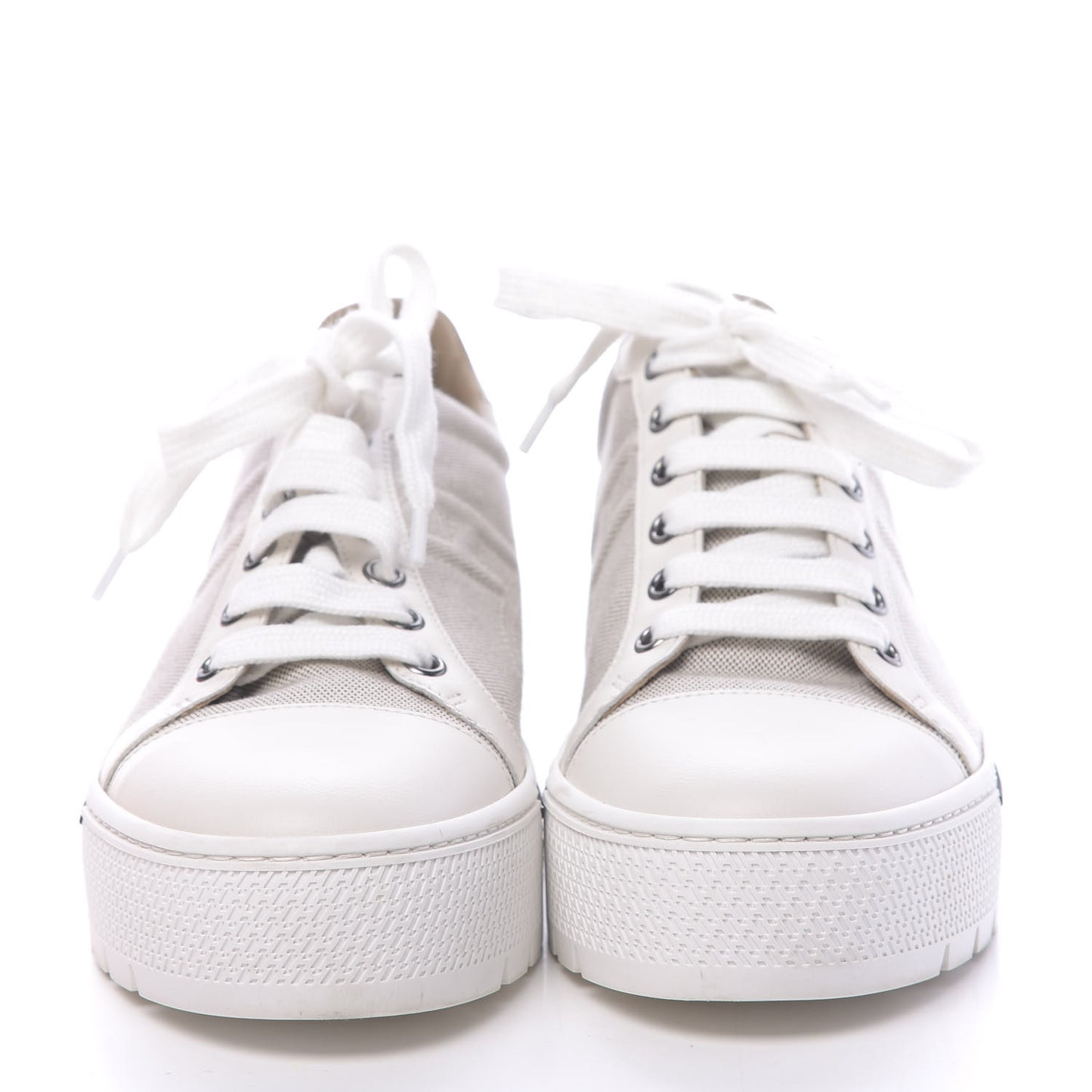 Canvas Calfskin Womens Voltage Sneakers 36.5 Prunoir White