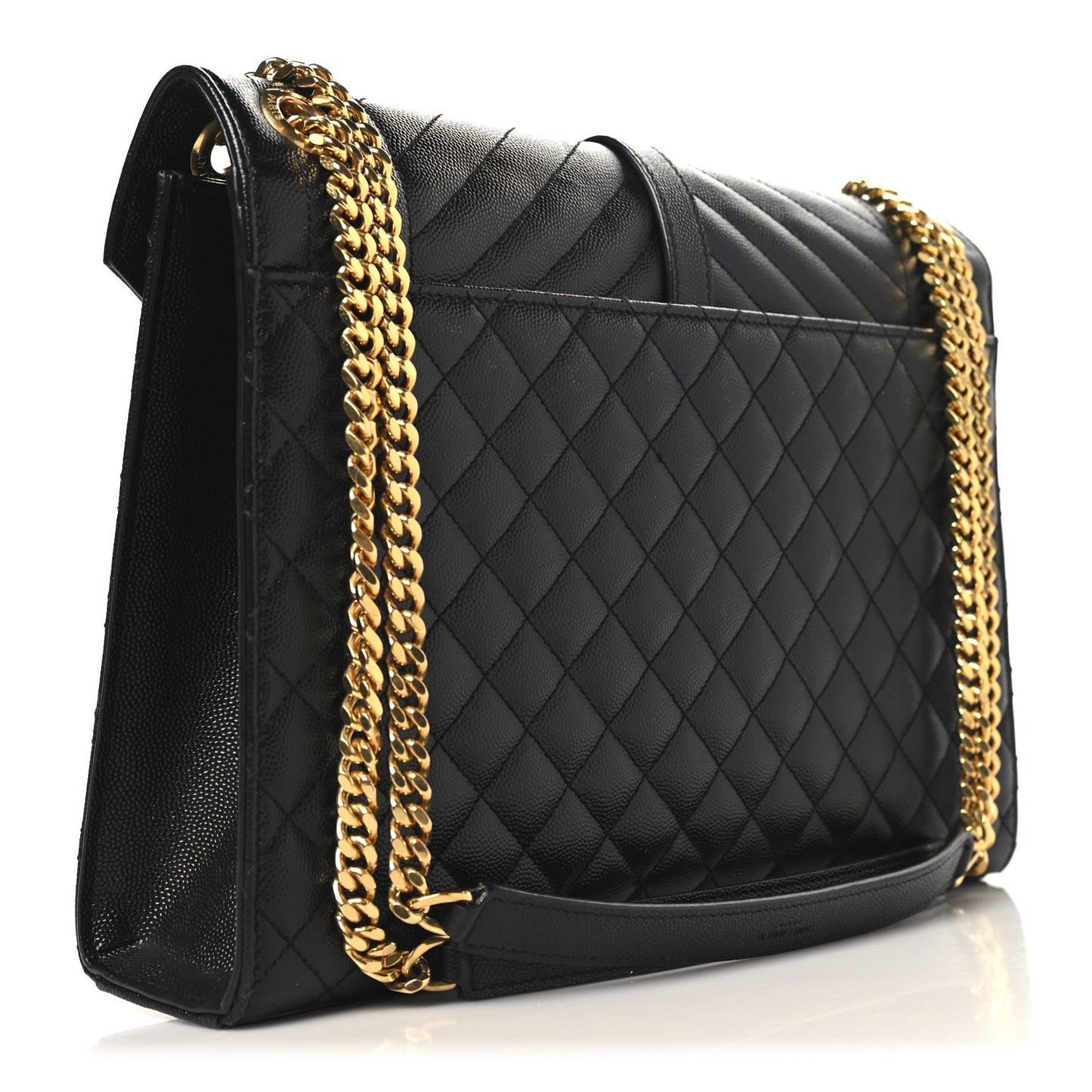 Grain De Poudre Textured Mixed Matelasse Large Triquilt Monogram Satchel Black