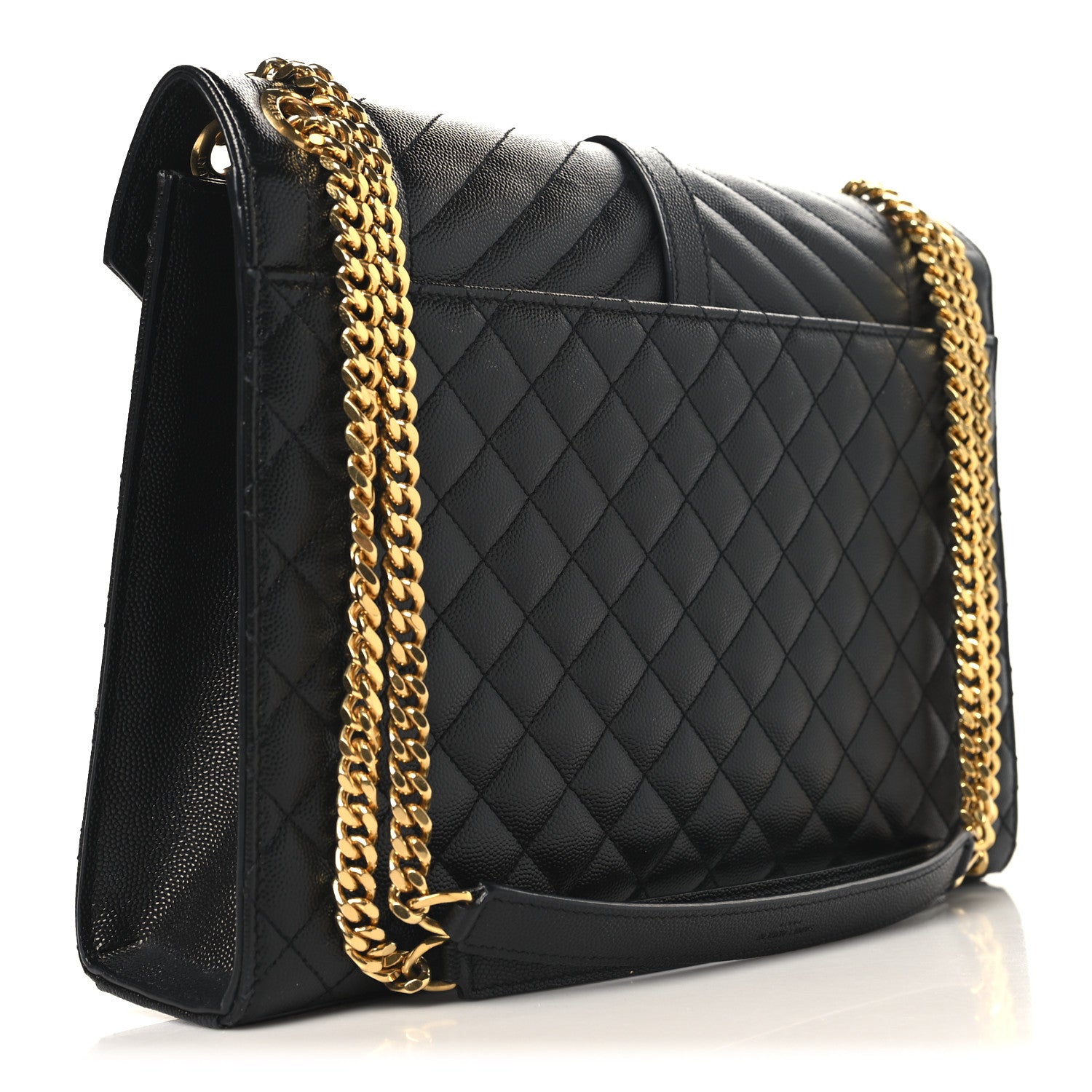 Saint Laurent Grain De Poudre Textured Mixed Matelasse Large Triquilt Monogram Satchel Black 3 of 10