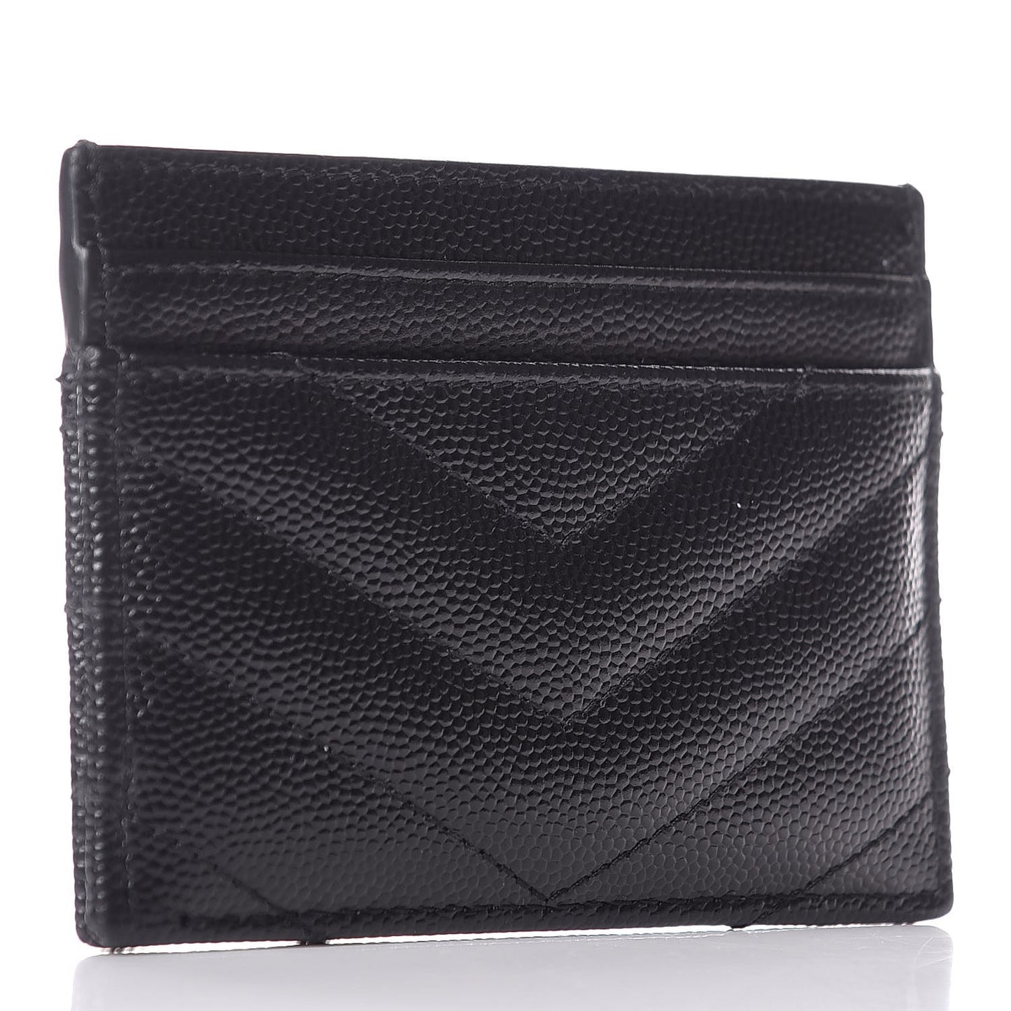 Grain De Poudre Matelasse Chevron Monogram Credit Card Case Black
