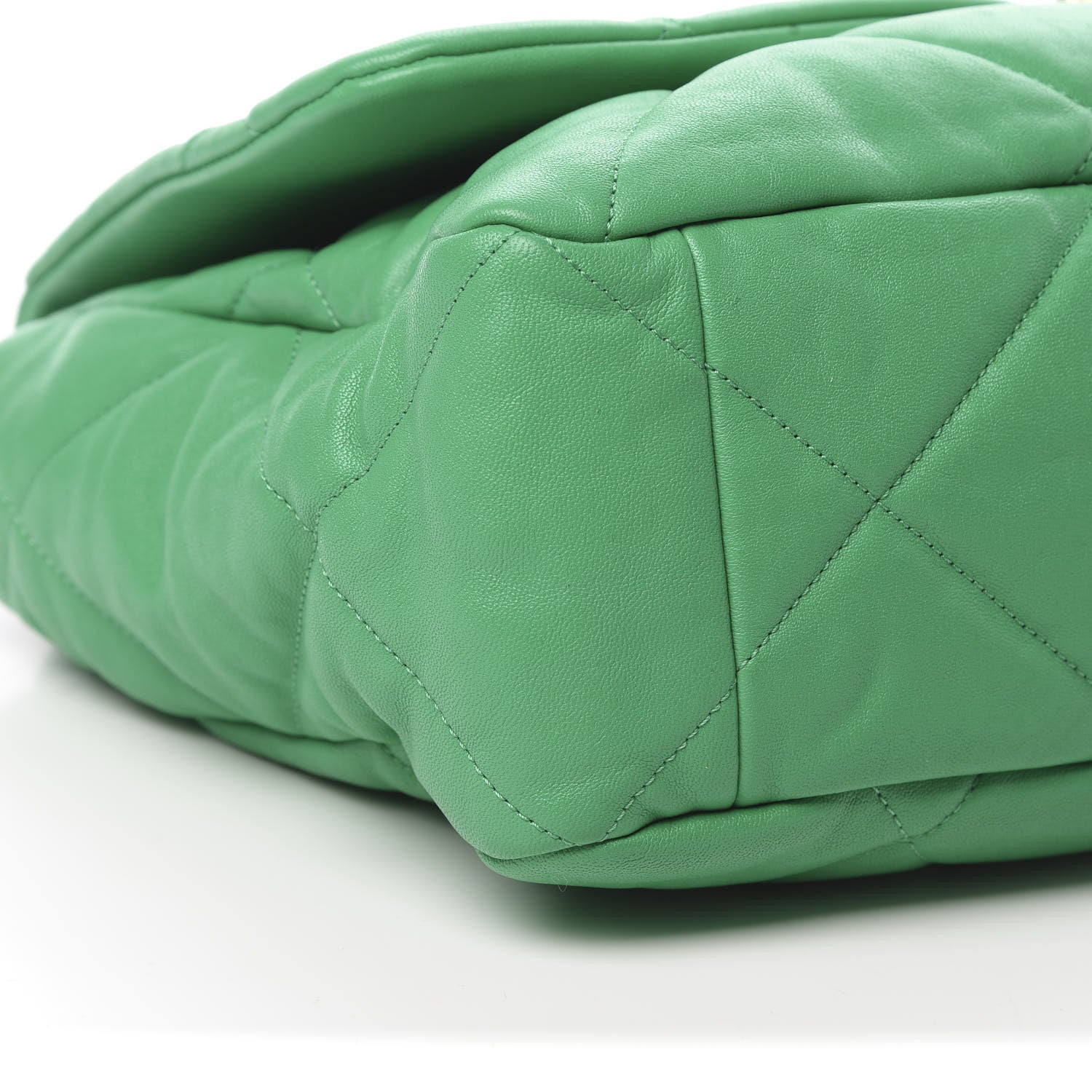 Chanel Goatskin Quilted Maxi 19 Flap Green 9 of 11