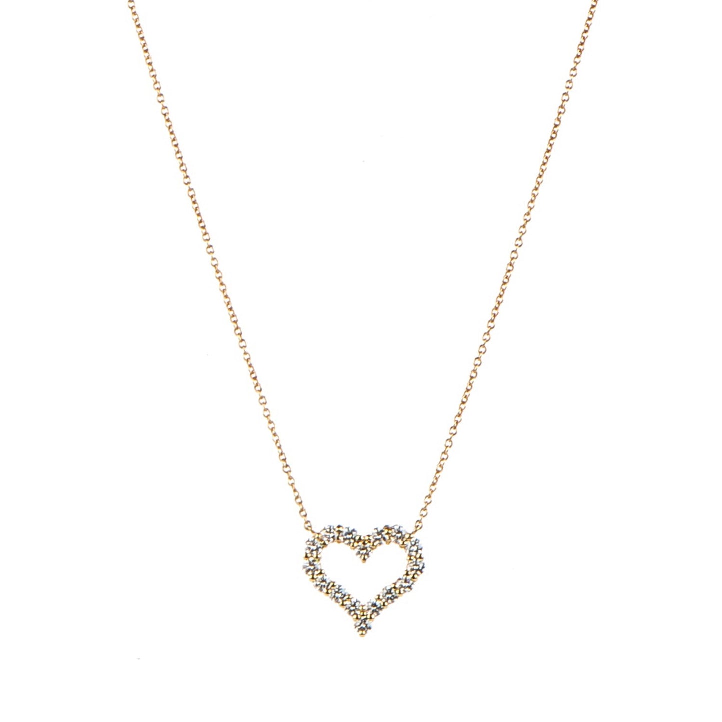 18K Yellow Gold Diamond Heart Pendant Necklace