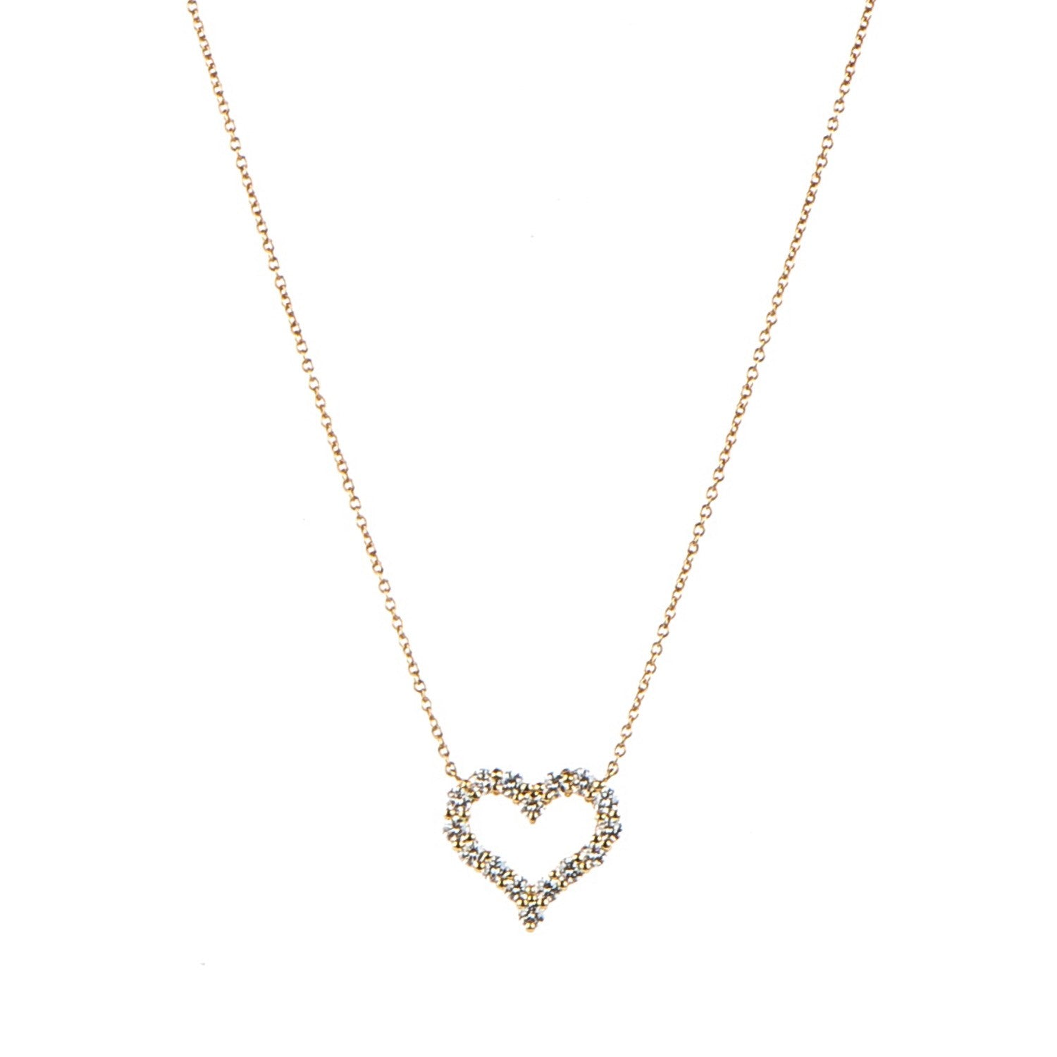 Tiffany 18K Yellow Gold Diamond Heart Pendant Necklace 1 of 5