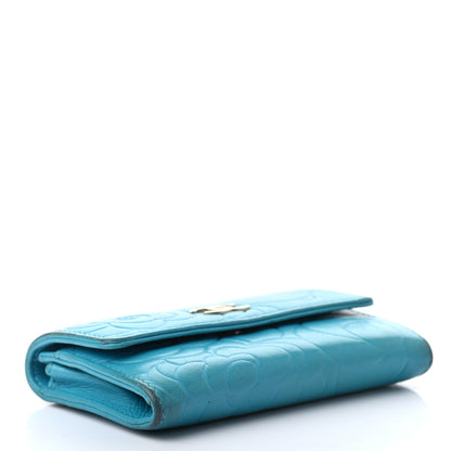 Chanel Lambskin Camellia Embossed Flap Card Holder Blue 4 of 10