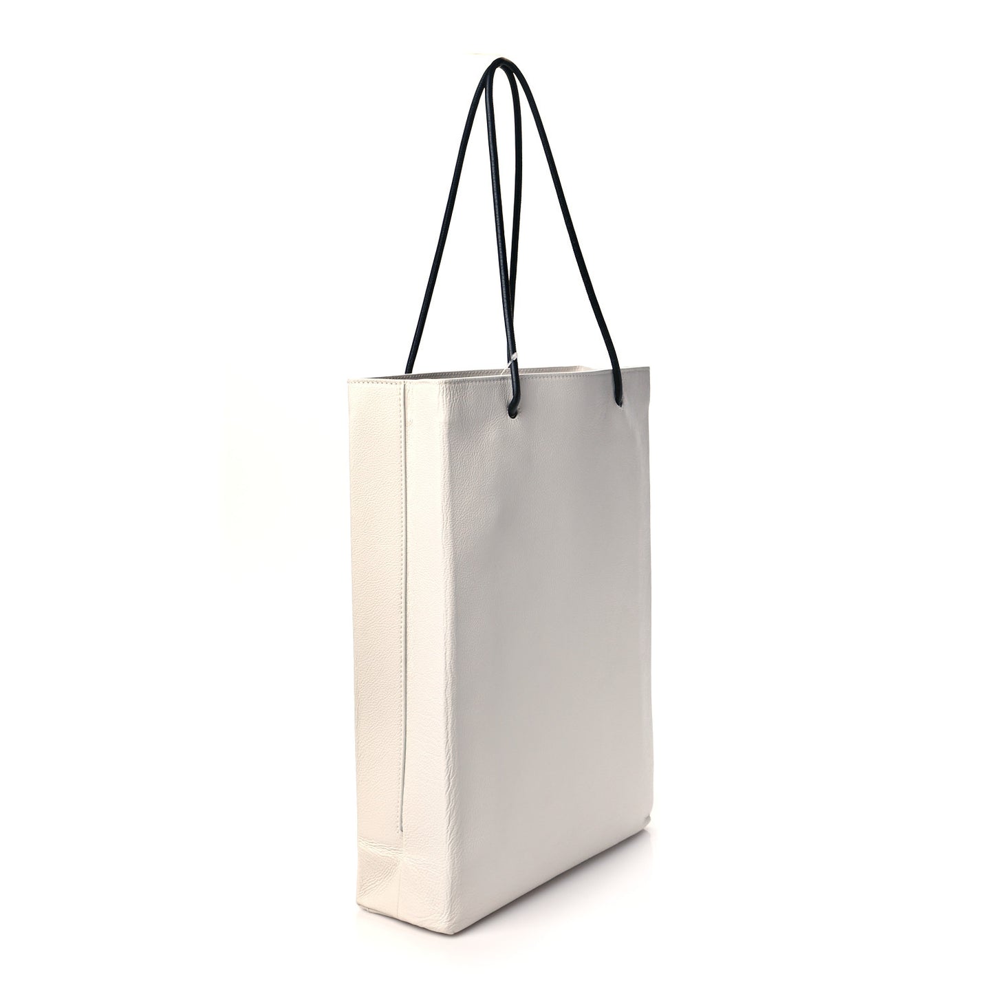 Calfskin Medium Logo North South Shopping Tote White