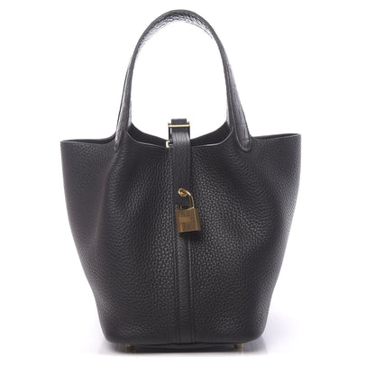 Hermes Taurillon Clemence Matte Alligator Picotin Lock Touch 18 PM Black 1 of 11