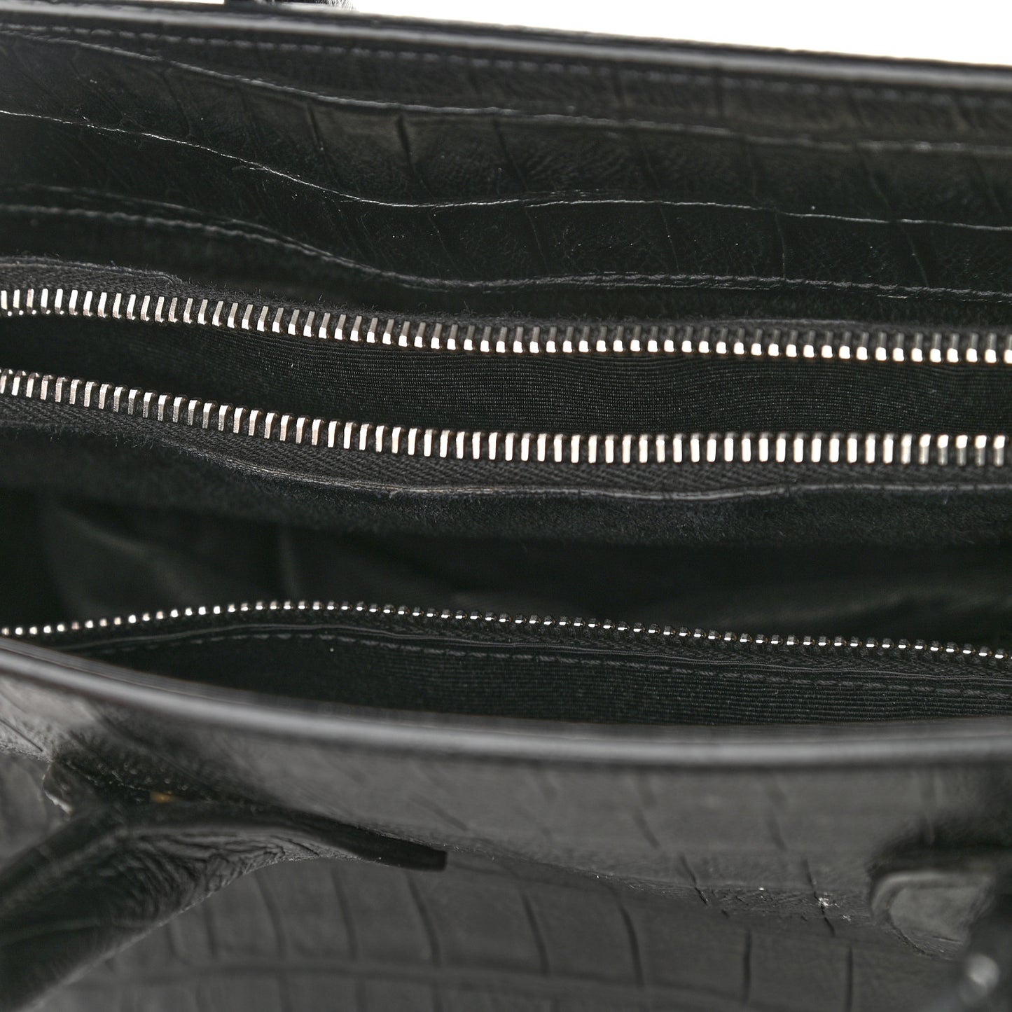 Calfskin Crocodile Embossed Small Sac de Jour Black