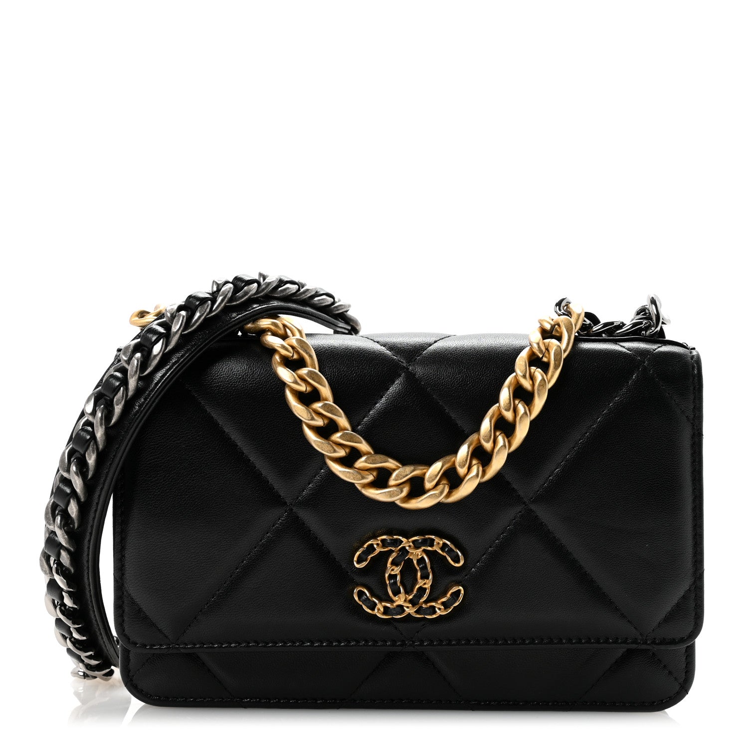 Chanel Lambskin Quilted Chanel 19 Wallet On Chain WOC Black 1 of 13