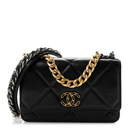 Chanel Lambskin Quilted Chanel 19 Wallet On Chain WOC Black 1 of 13