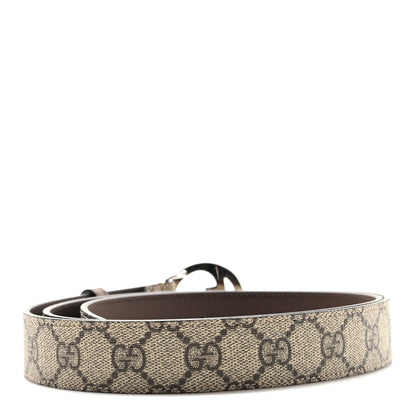 Gucci GG Supreme Monogram Calfskin Blondie Interlocking G 30mm Belt 110 44 Beige Ebony New Acero 2 of 5