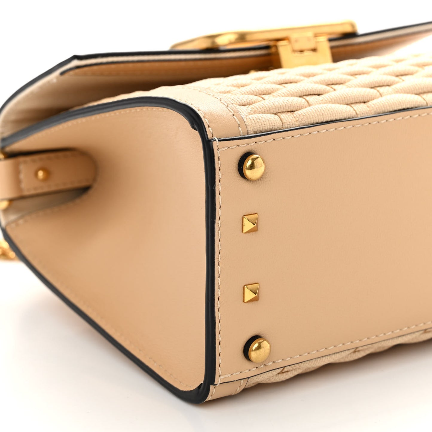 Woven Straw Small VSling Top Handle Satchel Naturale