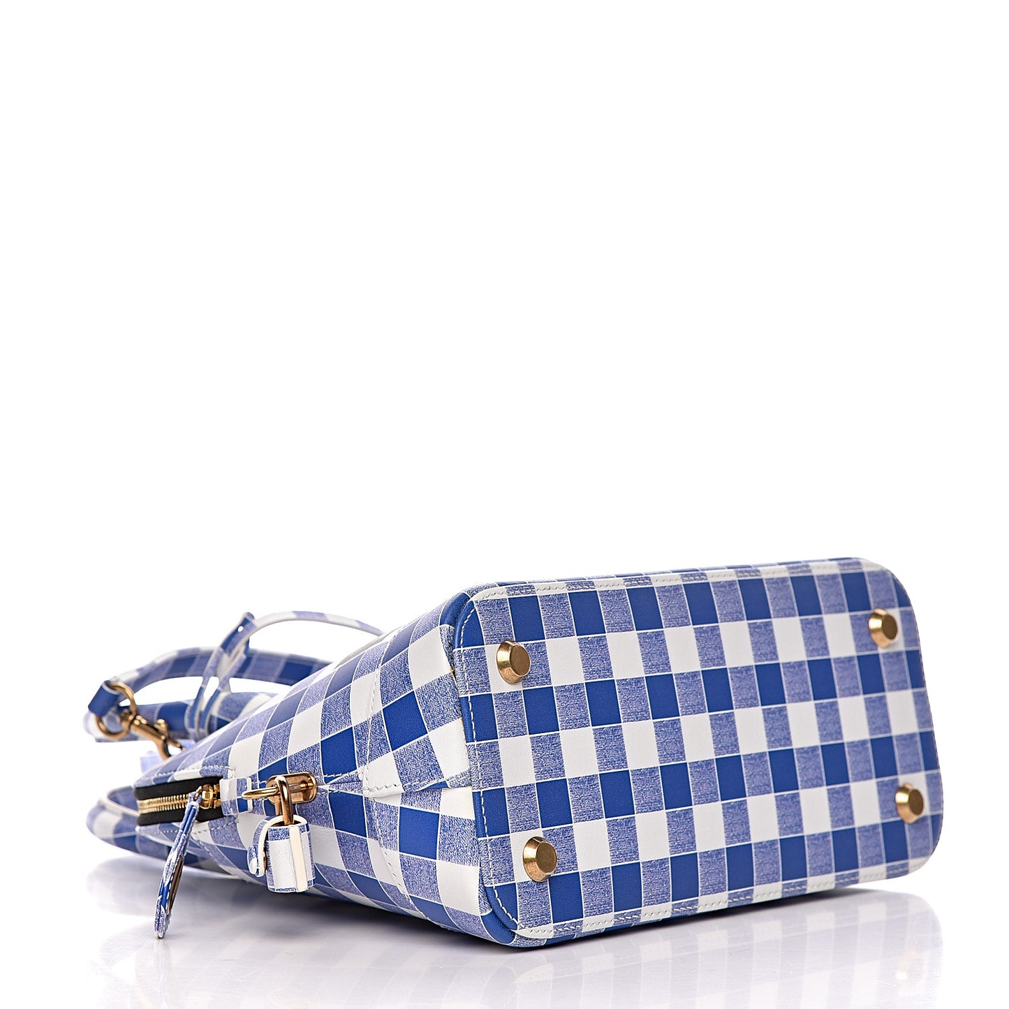 Calfskin Checked S Ville Top Handle Bag Bleu