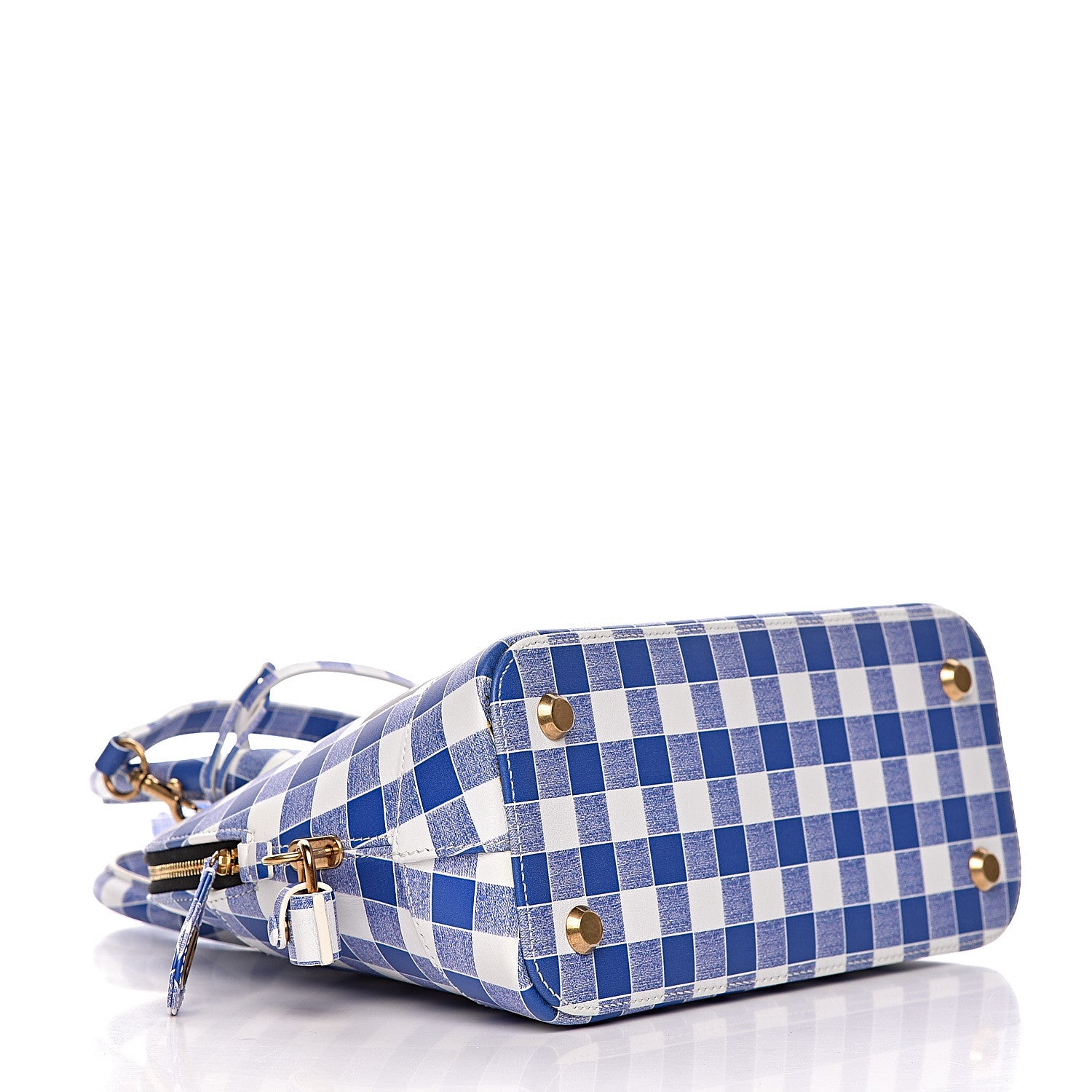 Balenciaga Calfskin Checked S Ville Top Handle Bag Bleu 4 of 9