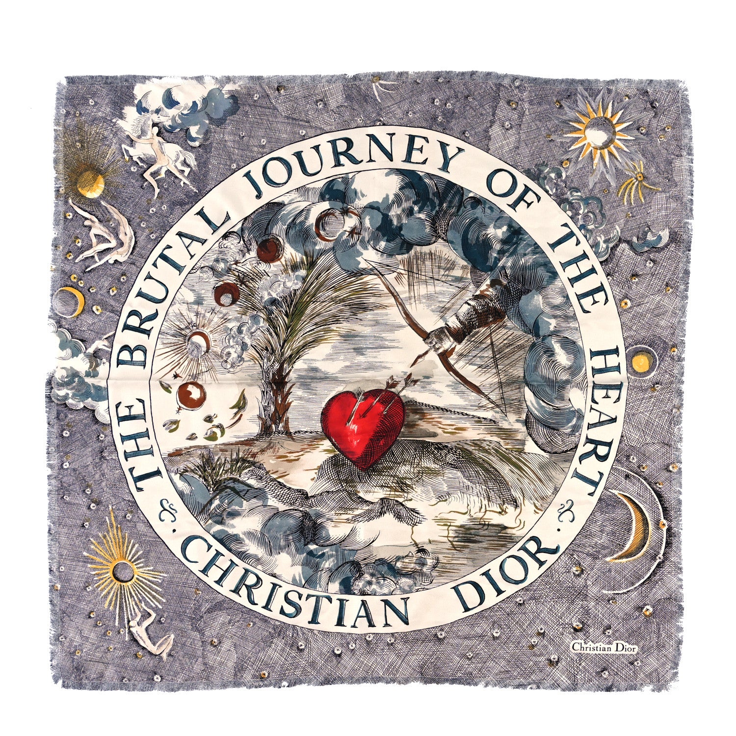 Christian Dior Silk Brutal Journey Of The Heart Square Scarf 1 of 3