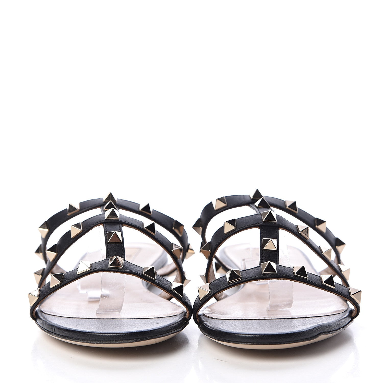 Valentino Garavani Nappa Rockstud Caged Flat Slide Sandals 37.5 Black 2 of 10