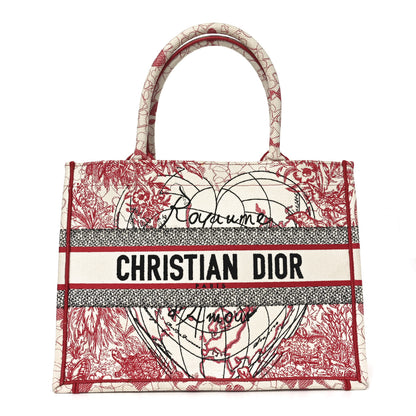 Christian Dior Canvas Embroidered Medium Dioramour D-Royaume Book Tote Red Multicolor 1 of 10
