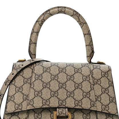 Balenciaga X GUCCI GG Supreme Monogram Small Hourglass Top Handle Bag Beige Ebony 7 of 9