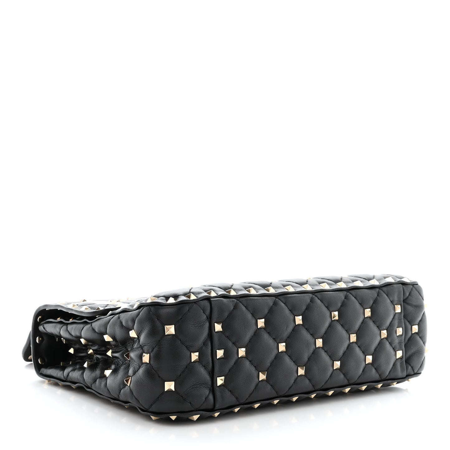 Lambskin VLTN Print Medium Rockstud Spike Shoulder Bag Black