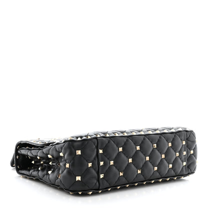 Valentino Garavani Lambskin VLTN Print Medium Rockstud Spike Shoulder Bag Black 4 of 10