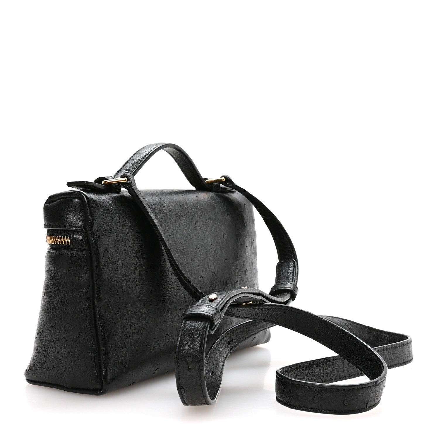 Loro Piana Ostrich L19 Extra Pocket Pouch Black 3 of 9