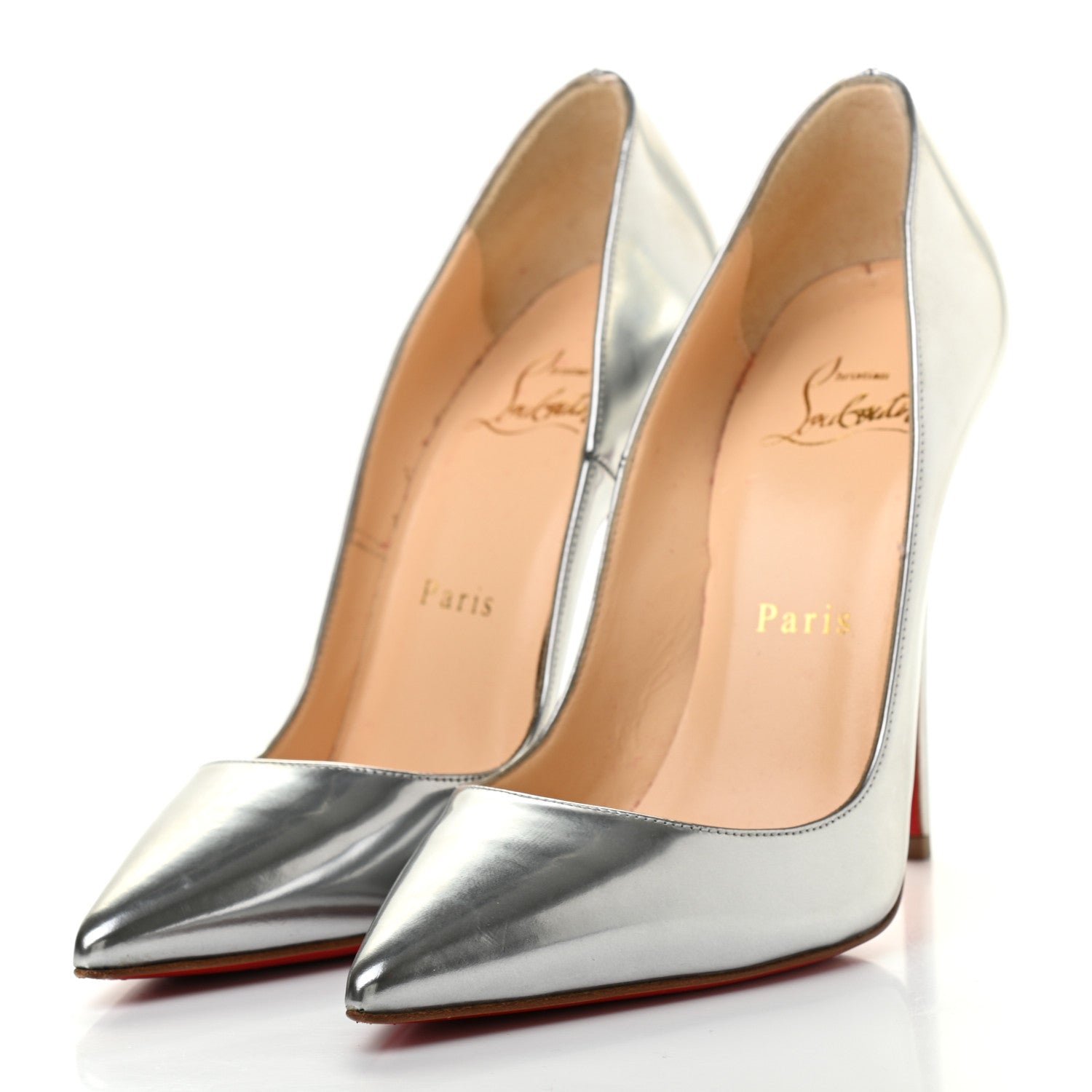 Christian Louboutin Metallic Calfskin So Kate 120 Pumps 35 Silver 3 of 10
