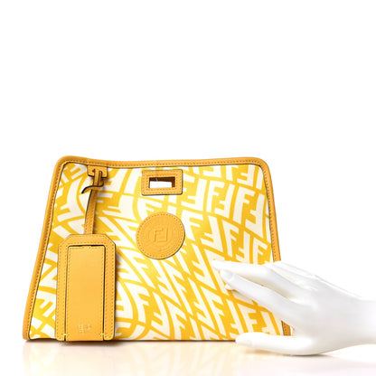 Fendi X SARAH COLEMAN Glazed Canvas Vitello Grace FF Vertigo Mini Peekaboo Defender Cover Mimosa White 2 of 8