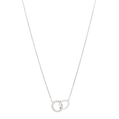 Tiffany 18K White Gold Diamond Double Interlocking Circles Pendant Necklace 1 of 6