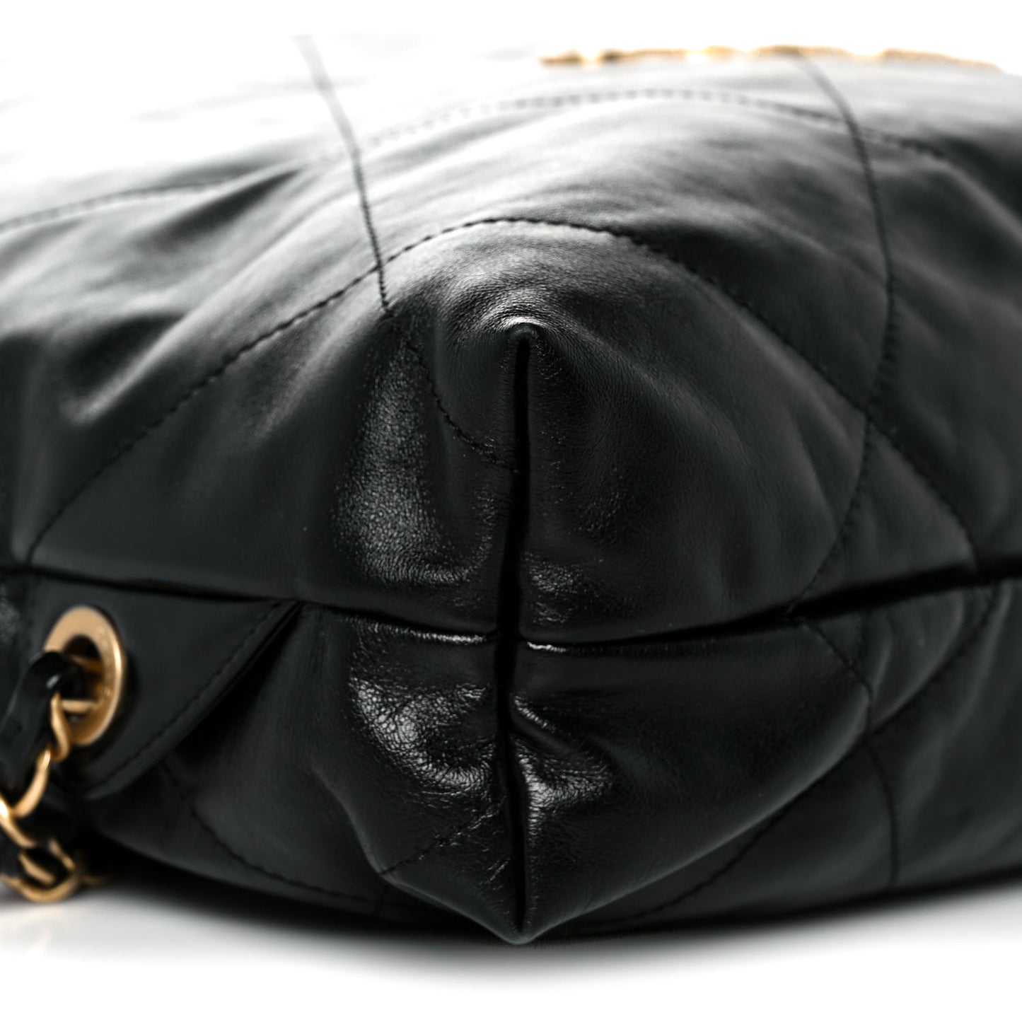 Shiny Calfskin Quilted Chanel 22 Backpack Black