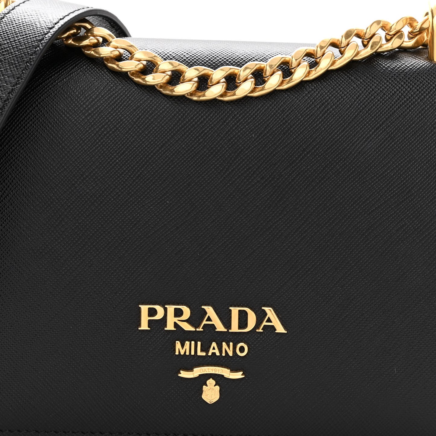 Saffiano Chain Shoulder Bag Black
